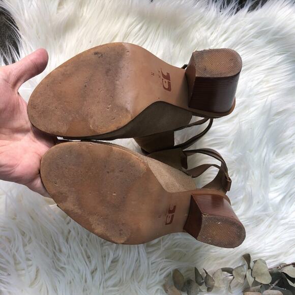 Joes Jeans Shoes Block Heel Ankle Boot Open Toe Double Strap Tobacco Tan 9 - Picture 9 of 14